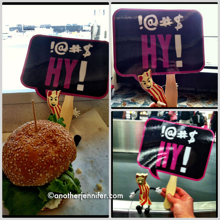Mr. Bacon in the airport