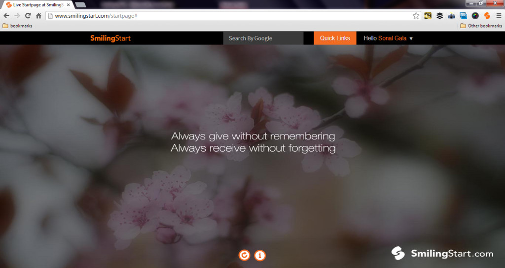 An example of an inspiring SmiliingStart page.