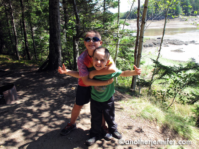 Their favorite part of camping? Throwing rocks into the ocean and peeing on the campfire to put it out.