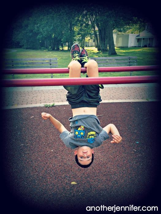 hanging upside down